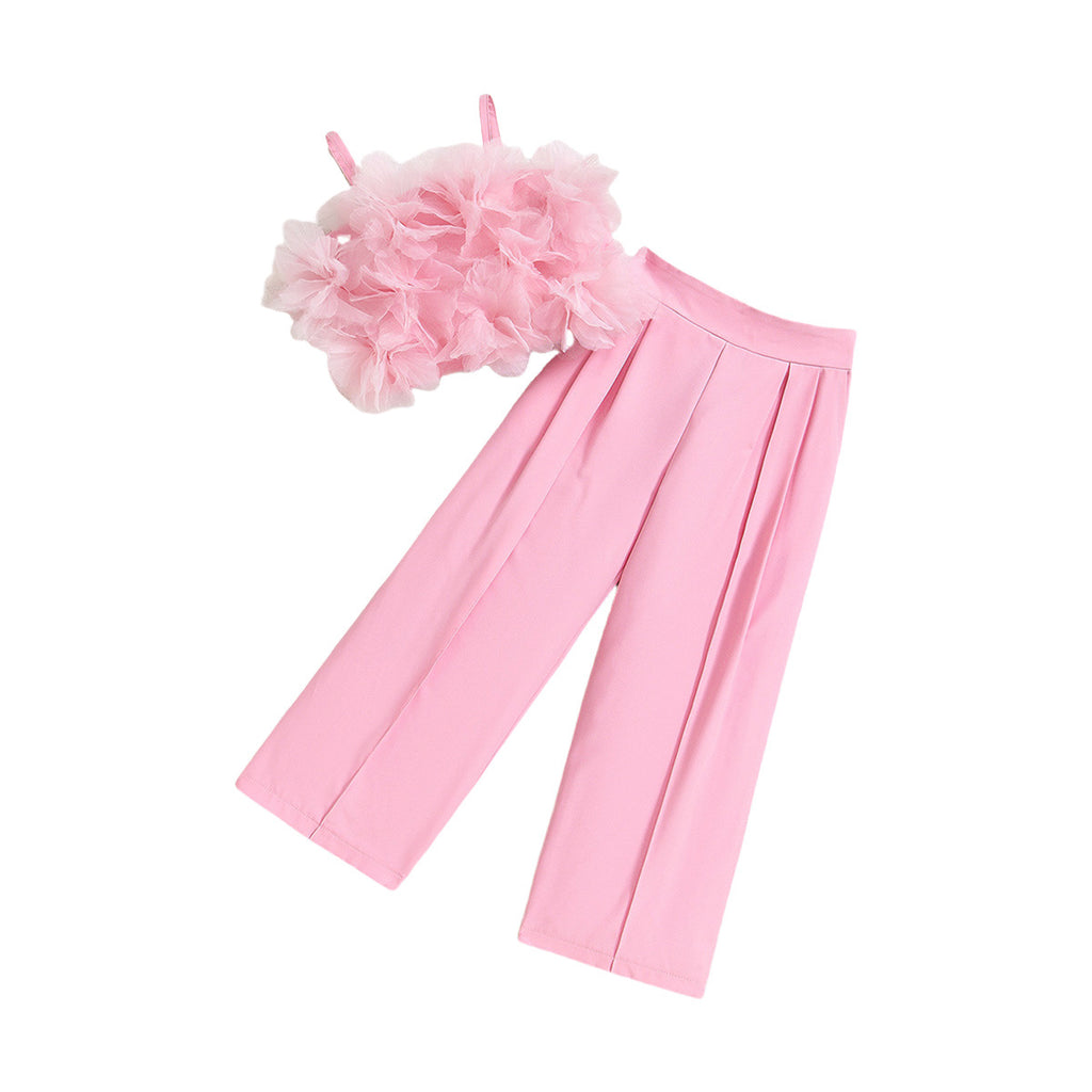 Girls Floral Mesh Vest and Pants